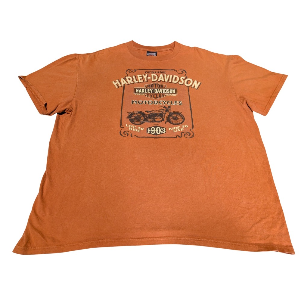 Harley-Davidson T-Shirt Men 2XL Orange Zylstra St. Charles IL Graphic Biker Tee